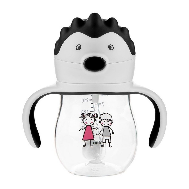 Akuku kouzelná láhev s brčkem a závažím 250 ml grey
