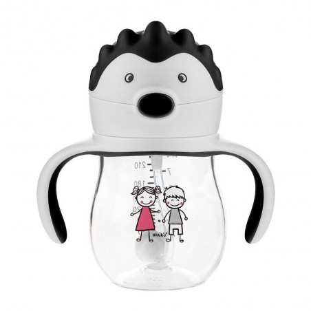 Akuku kouzelná láhev s brčkem a závažím 250 ml grey