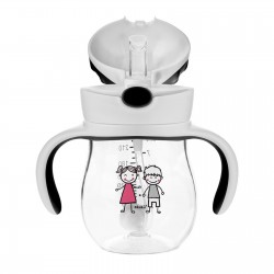 Akuku kouzelná láhev s brčkem a závažím 250 ml grey