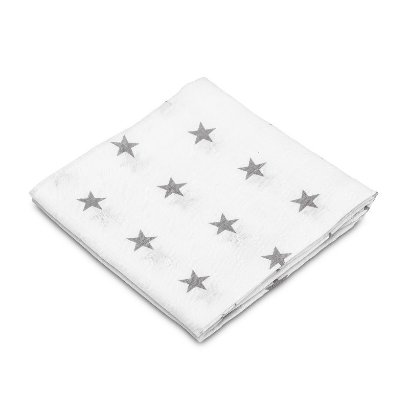 Sensillo Dětské mušelínové pleny šedé hvězdy 70x80cm