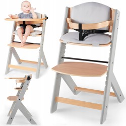 Kinderkraft Jídelní židlička Enock Grey Wood s polstrováním