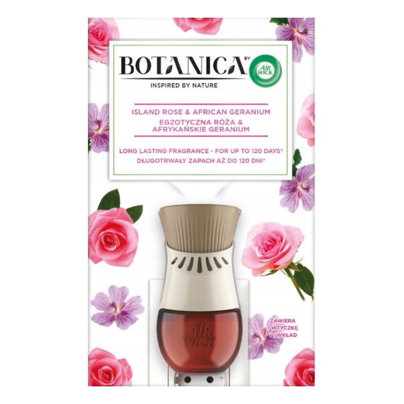 Air Wick Botanica Exotická růže & africká pelargónie elektrický osvěžovač náhradní náplň, 19 ml