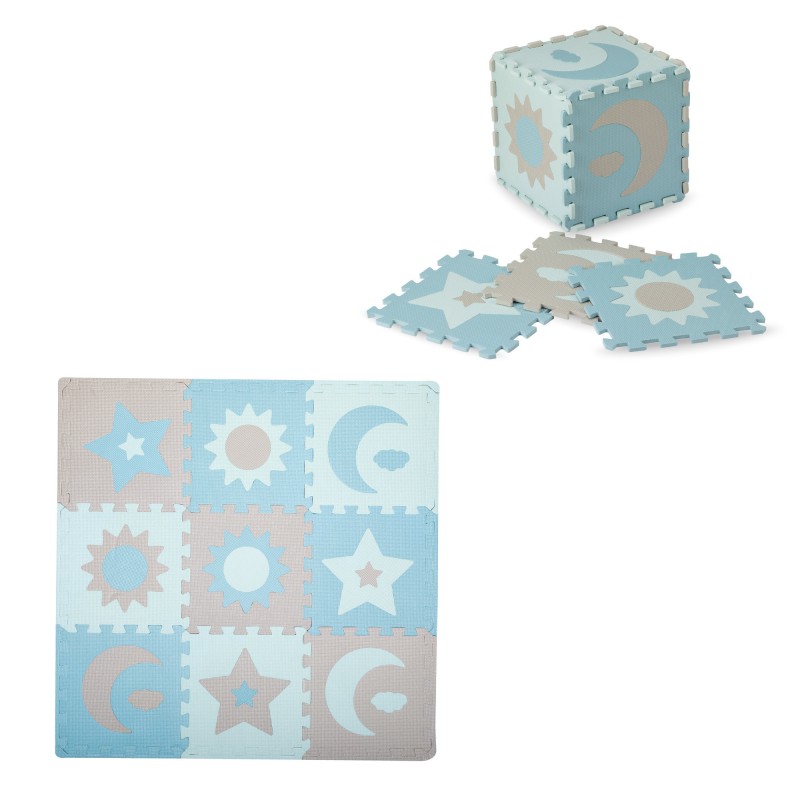 MoMi Hrací podložka NEBE pěnové puzzle modré 9 ks