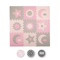MoMi Hrací podložka NEBE pěnové puzzle růžové 9 ks