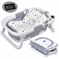 PrimaBobo Skládací vana PrimaBobo COMPACT s teploměrem a polštářkem Grey