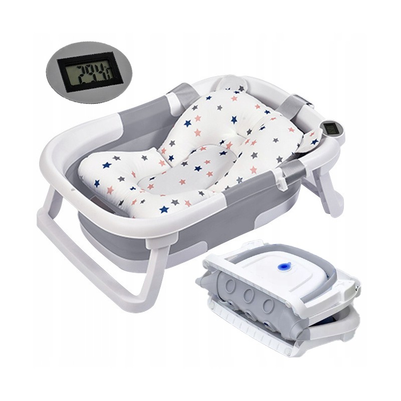 PrimaBobo Skládací vana PrimaBobo COMPACT s teploměrem a polštářkem Grey PrimaBobo Skládací vana PrimaBobo COMPACT s teploměrem a polštářkem Grey