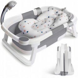PrimaBobo Skládací vana PrimaBobo COMPACT s teploměrem a polštářkem Grey