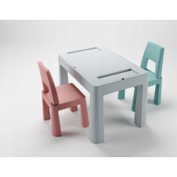 Tega Baby Set stoleček + 2 židličky růžová/šedá/tyrkysová