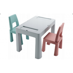 Tega Baby Set stoleček + 2 židličky růžová/šedá/tyrkysová