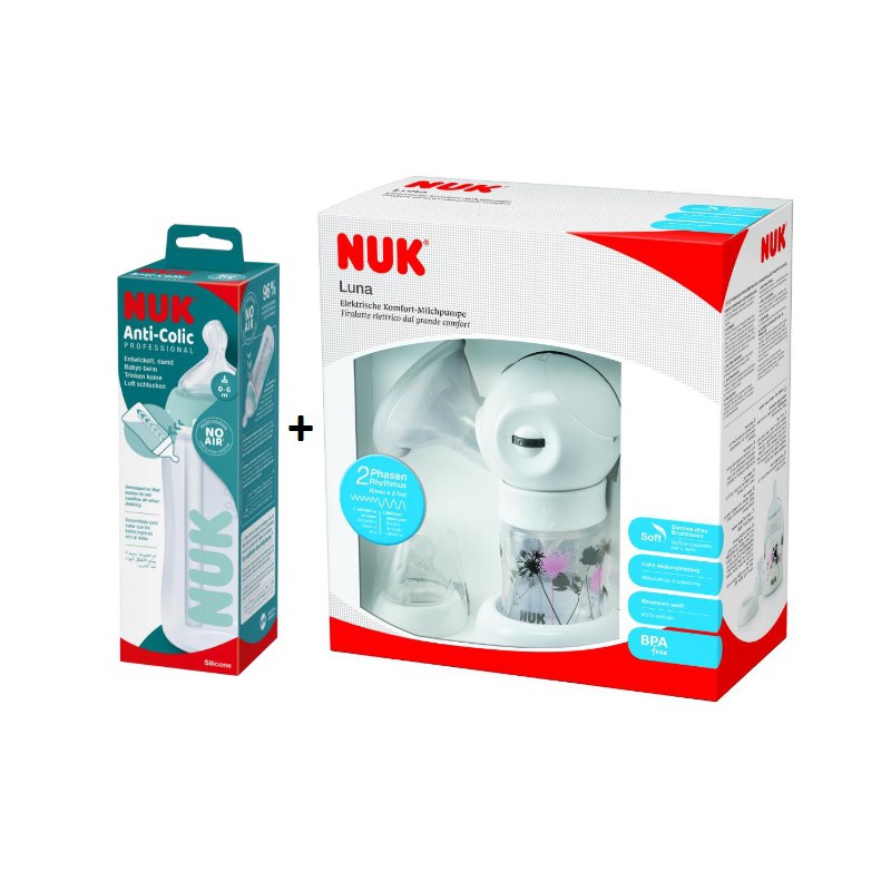 Elektrická dvoufázová odsávačka mateřského mléka NUK LUNA + láhev