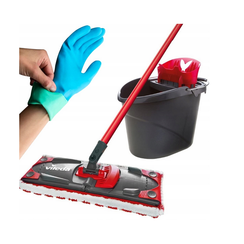 Kbelík a plochý mop Vileda ultramax + rukavice