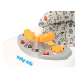 Baby Mix Chodítko volant kolečka světle šedá