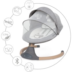 Kidwell LUXI Elektrická Houpačka Lehátko 2v1 Dark Melange / Wooden