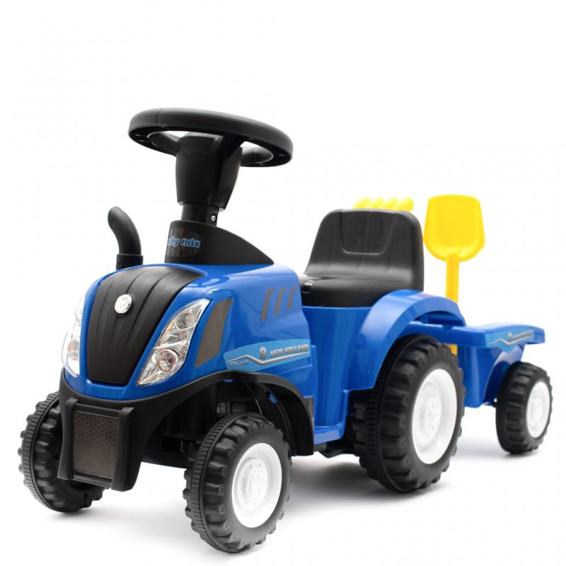 Baby Mix traktor s vlečkou a nářadím New Holland modré