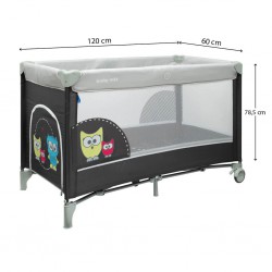 Baby Mix Cestovní postýlka Sova tmavě šedá