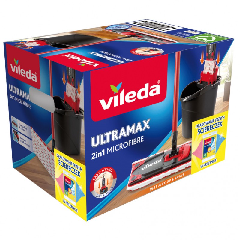 Vileda Ultramax Box ždímací mop s kbelíkem + utěrky 3ks.