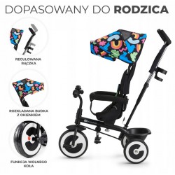 KINDERKRAFT Dětská tříkolka s vodící tyčí, Aston Happy Shapes