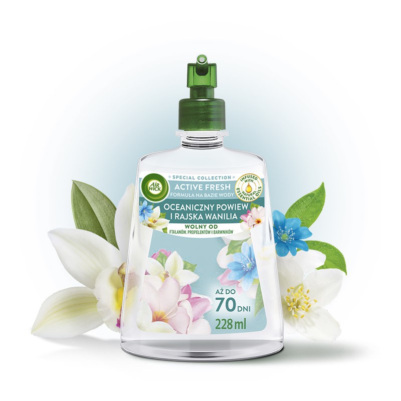 Náplň do automatického osvěžovače vzduchu Air Wick ACTIVE FRESH ocean breeze and paradise vanilka 228 ml Náplň do automatického osvěžovače vzduchu Air Wick ACTIVE FRESH ocean breeze and paradise vanilka 228 ml