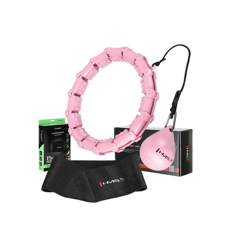 Masážní hula hoop HMS HHW02 se závažím růžová + hubnoucí pás Masážní hula hoop HMS HHW02 se závažím růžová + hubnoucí pás