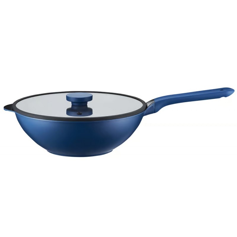 AMBITION Wok pánev COBALT 30cm + víčko modrý AMBITION Wok pánev COBALT 30cm + víčko modrý