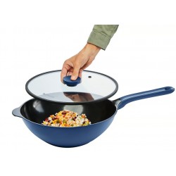 AMBITION Wok pánev COBALT 30cm + víčko modrý