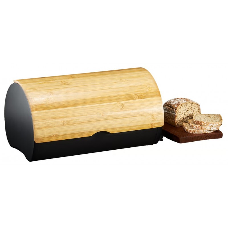 Ambition Kovový chlebník s bambusovým krytem NATURAL černý Ambition Kovový chlebník s bambusovým krytem NATURAL černý