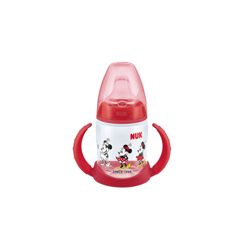 Nuk lahvička na učení Mickey s kontrolou teploty červená 150 ml Nuk lahvička na učení Mickey s kontrolou teploty červená 150 ml