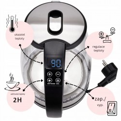 Kamille KM-1740 Skleněná konvice 1,8 L, s více barevným podsvícením a regulací teploty