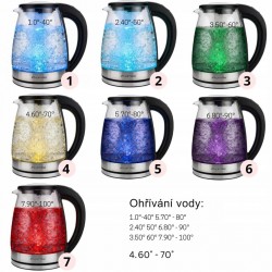 Kamille KM-1740 Skleněná konvice 1,8 L, s více barevným podsvícením a regulací teploty