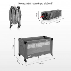 CARETERO cestovní postýlka ESTI GRAPHITE šedá