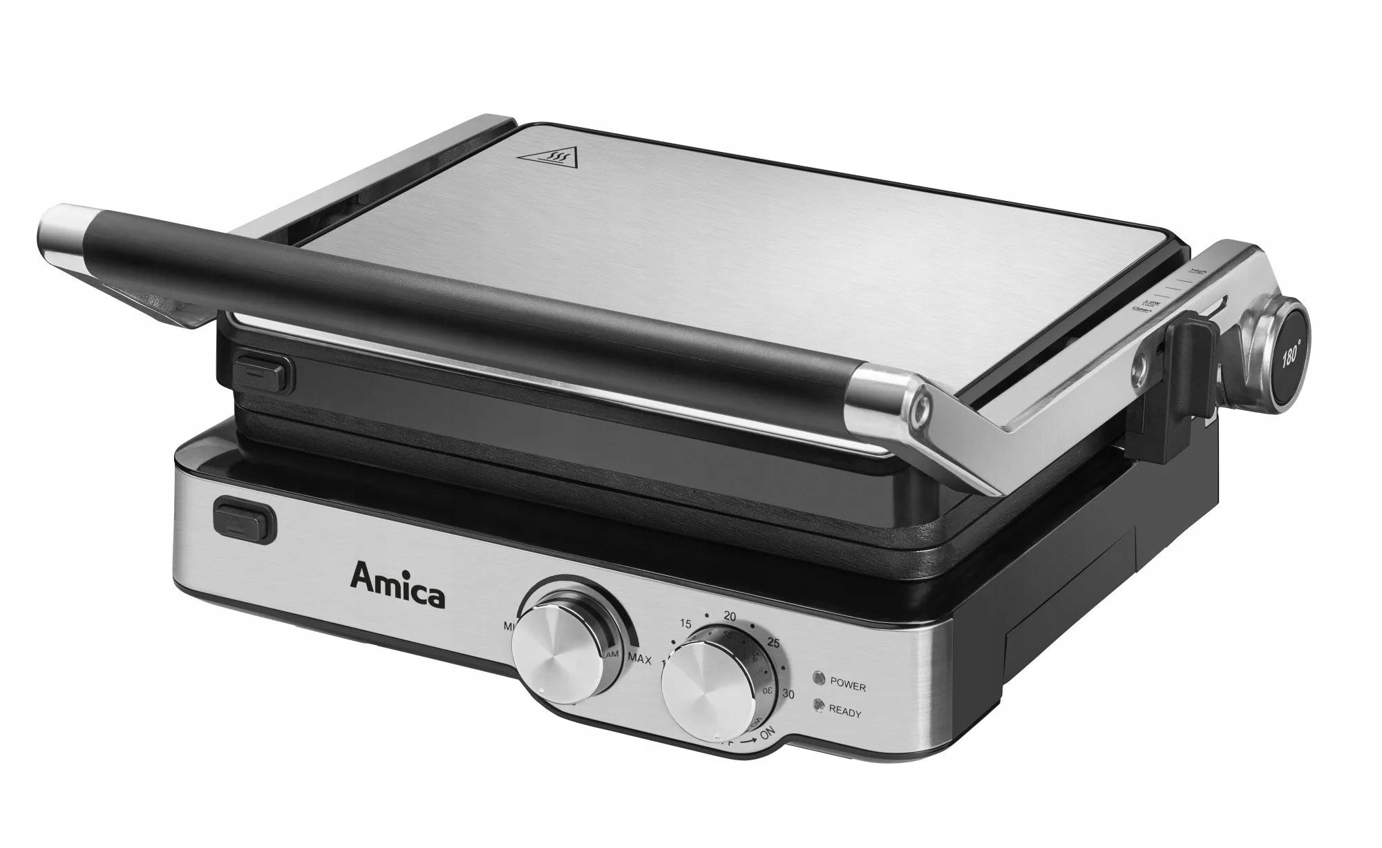 Amica elektrický gril GK 4011 skládací - detail ovládacího panelu s regulací teploty