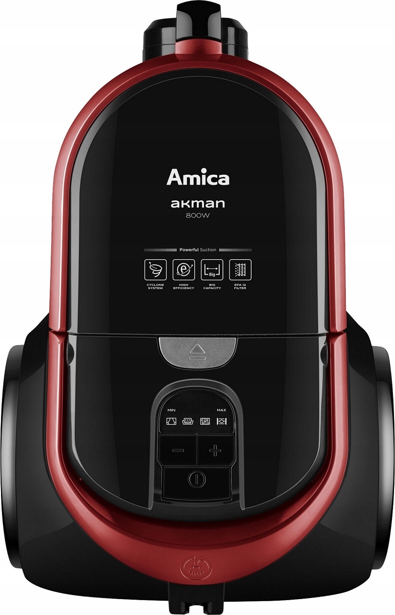 Bezsáčkový vysavač Amica VM4012 Akman detail značky a vybavení