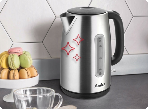 Značková konvice Amica KF 4033 v nerezovém provedení