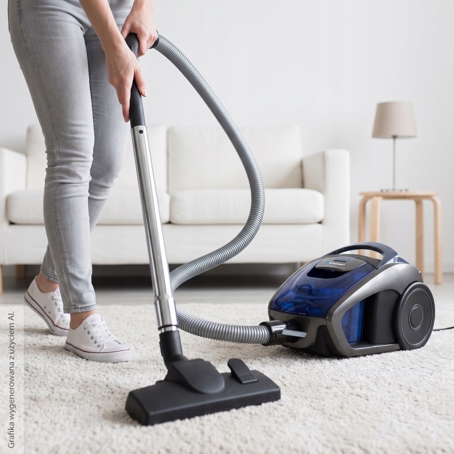 Detail teleskopické trubice a automatického navíječe kabelu vysavače Blaupunkt VCC312BL