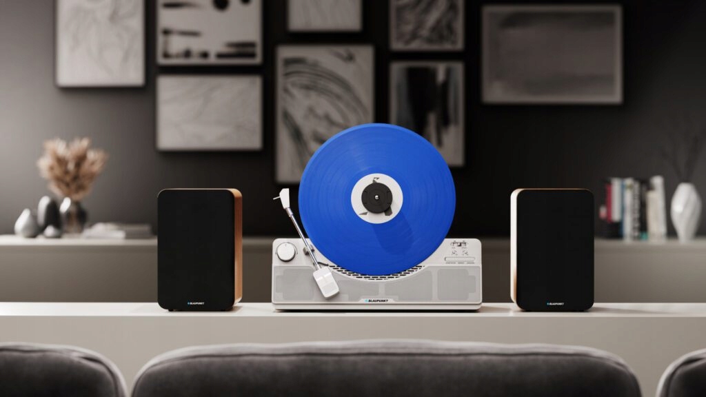 Ovládací panel a automatické raménko - Vertikální gramofon Blaupunkt VT100SL