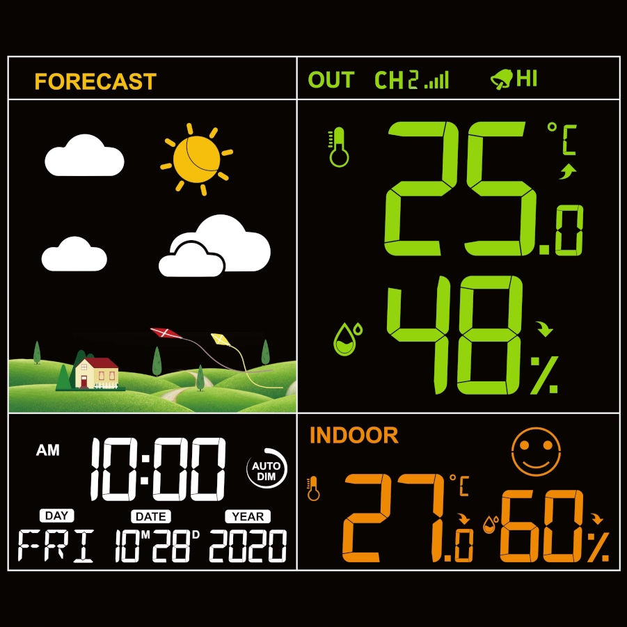 Meteorologická stanice BLAUPUNKT WS-25BK - detail displeje
