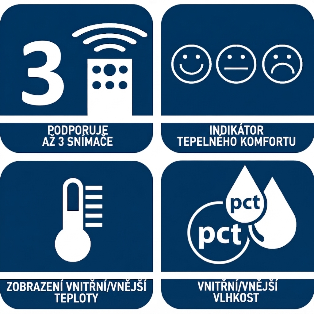 Meteorologická stanice Blaupunkt WS-25WH - celkový pohled na barevný displej a provedení