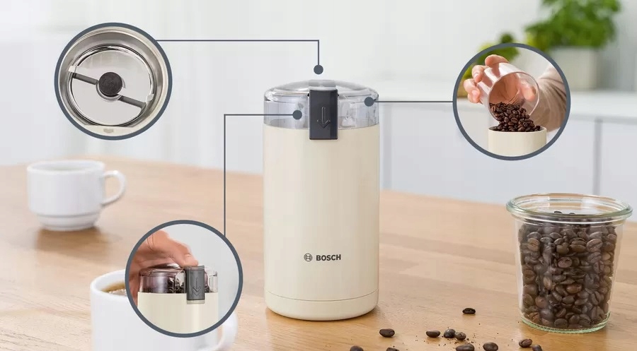 Originální balení elektrického mlýnku na kávu Bosch