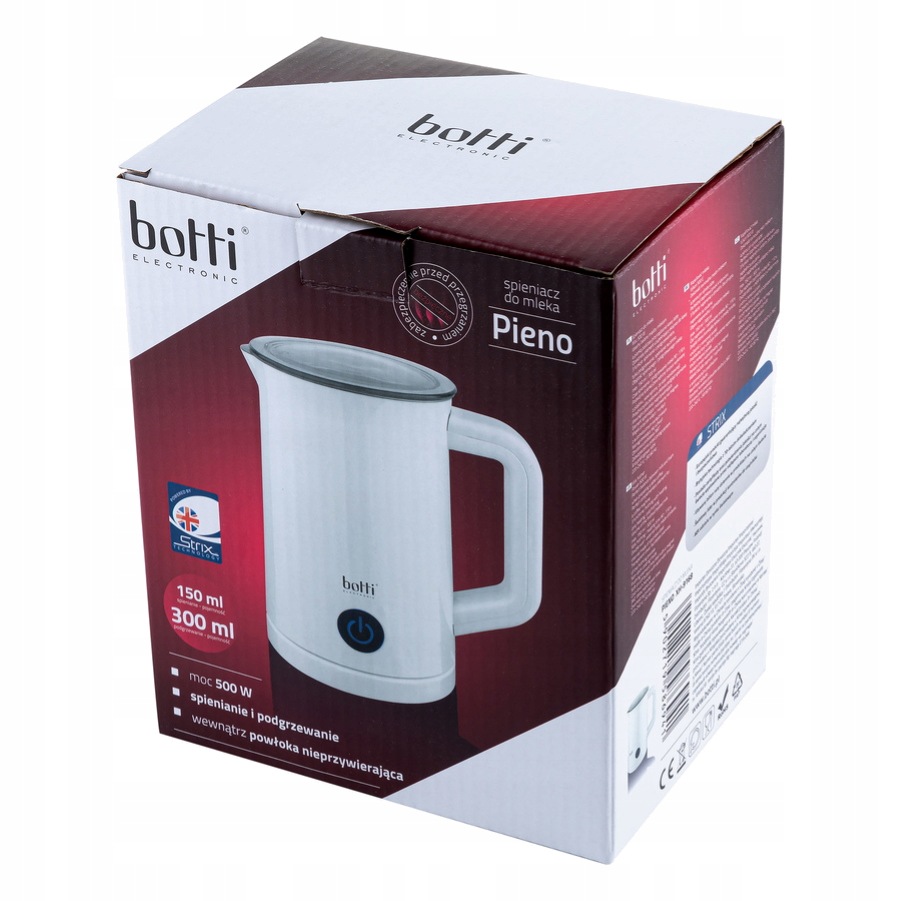 Ergonomický tvar džbánku napěňovače mléka BOTTI XH-9168 Pieno