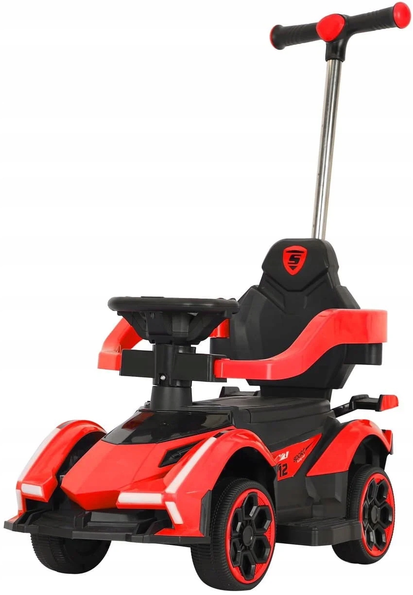 Červené dětské odrážedlo s vodící rukojetí pro rodiče Baby Mix Speed