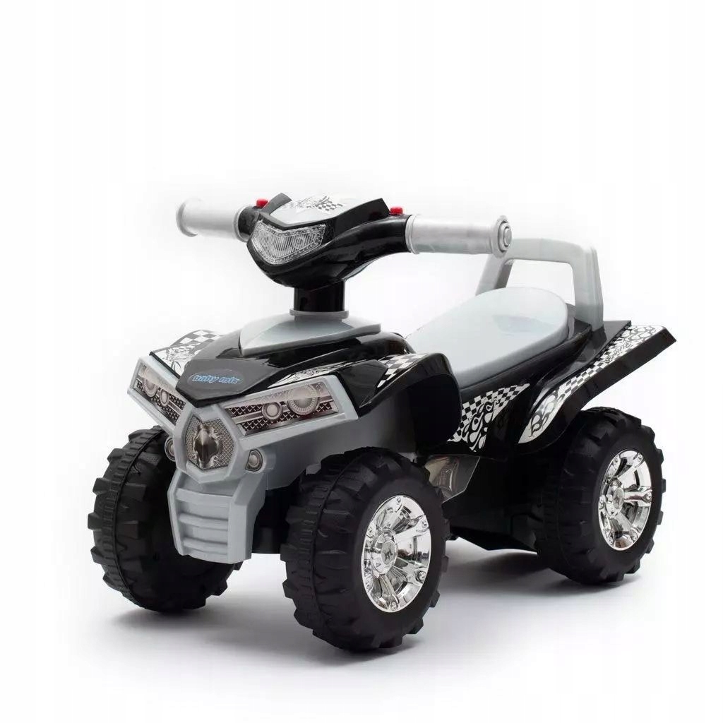 Šedé dětské odrážedlo čtyřkolka Quad Baby Mix s hracím volantem