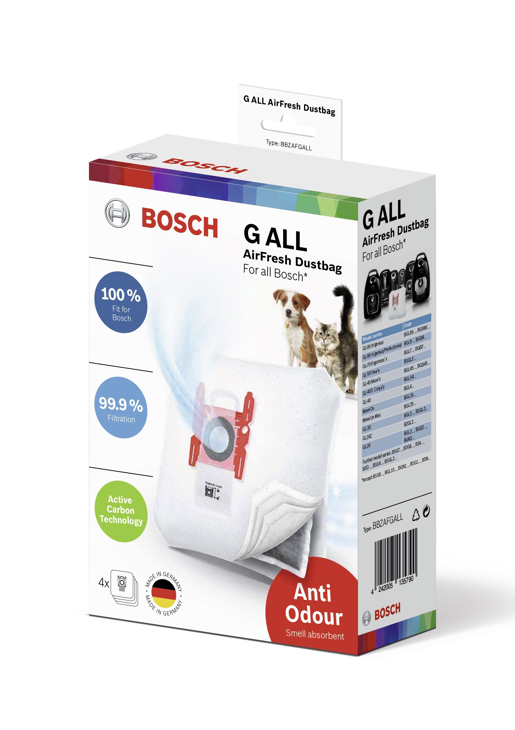 Prachové sáčky Bosch BBZAFGALL AirFresh v balení po 4 kusech