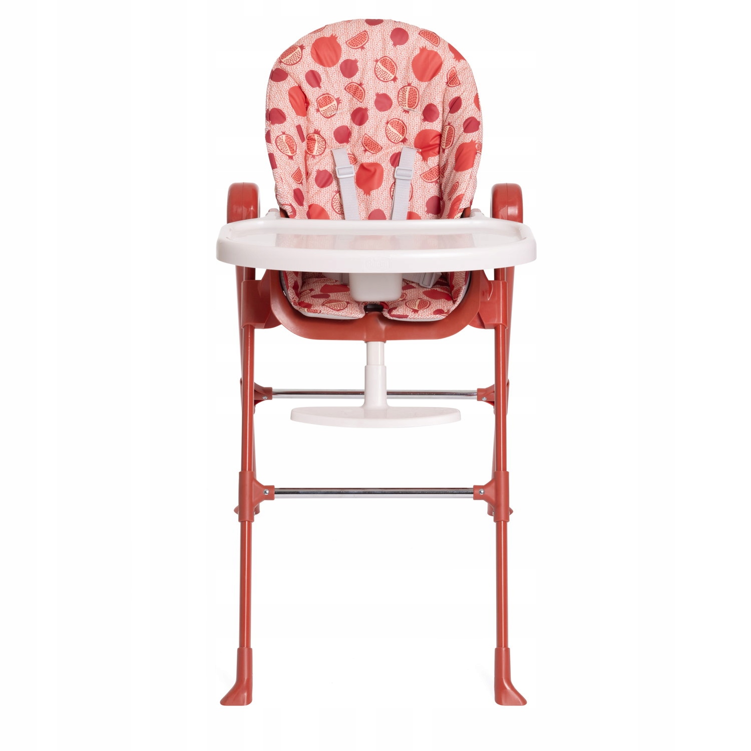 Červená židlička Chicco Polly Essential přizpůsobená k rodinnému stolu