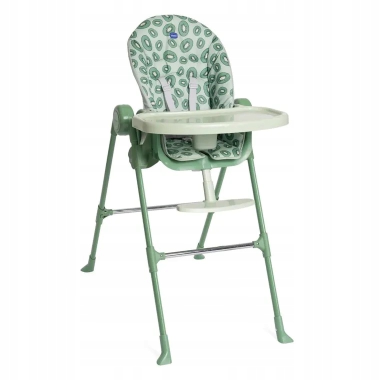 Skládací jídelní židlička Chicco Polly Essential v zelené barvě Kiwi z profilu