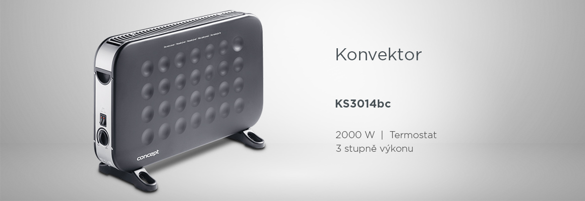 Celkový pohled na konvektor Concept KS3014bc v černém provedení