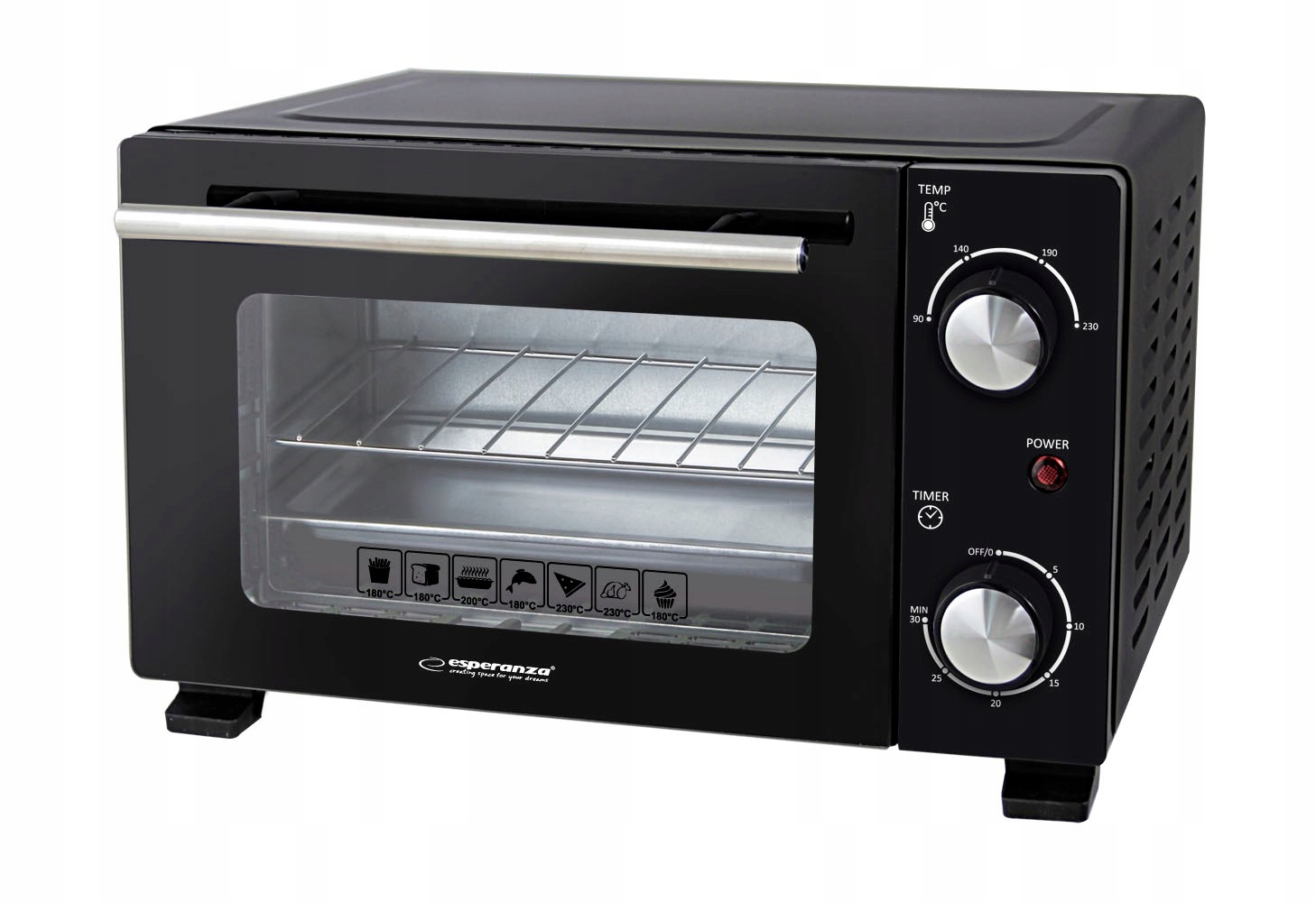 Esperanza Mini pekárna Calzone 10L 800W EKO007N - detail ovládacího panelu