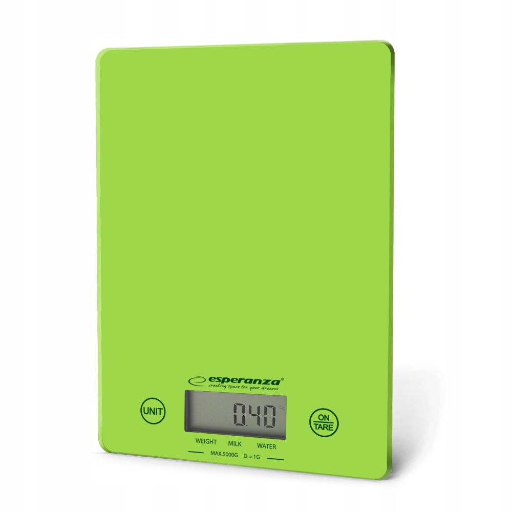 ESPERANZA Moderní kuchyňská váha Přesná LCD s Tarou 1 g - 5 kg ZELENÁ Esperanza EKS002G