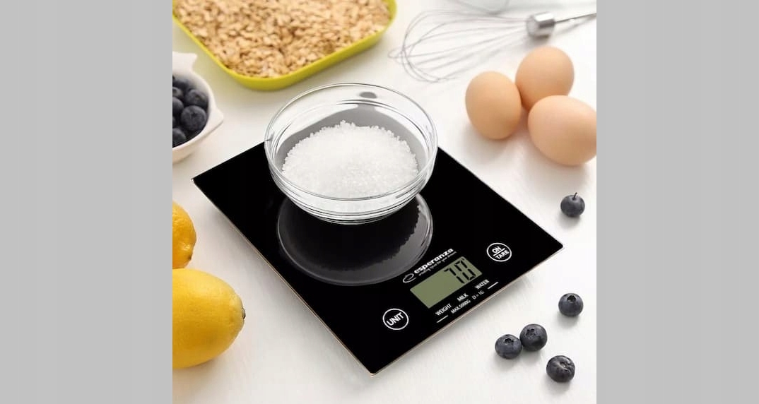Moderní tenká kuchyňská váha ESPERANZA Lemon v bílé barvě