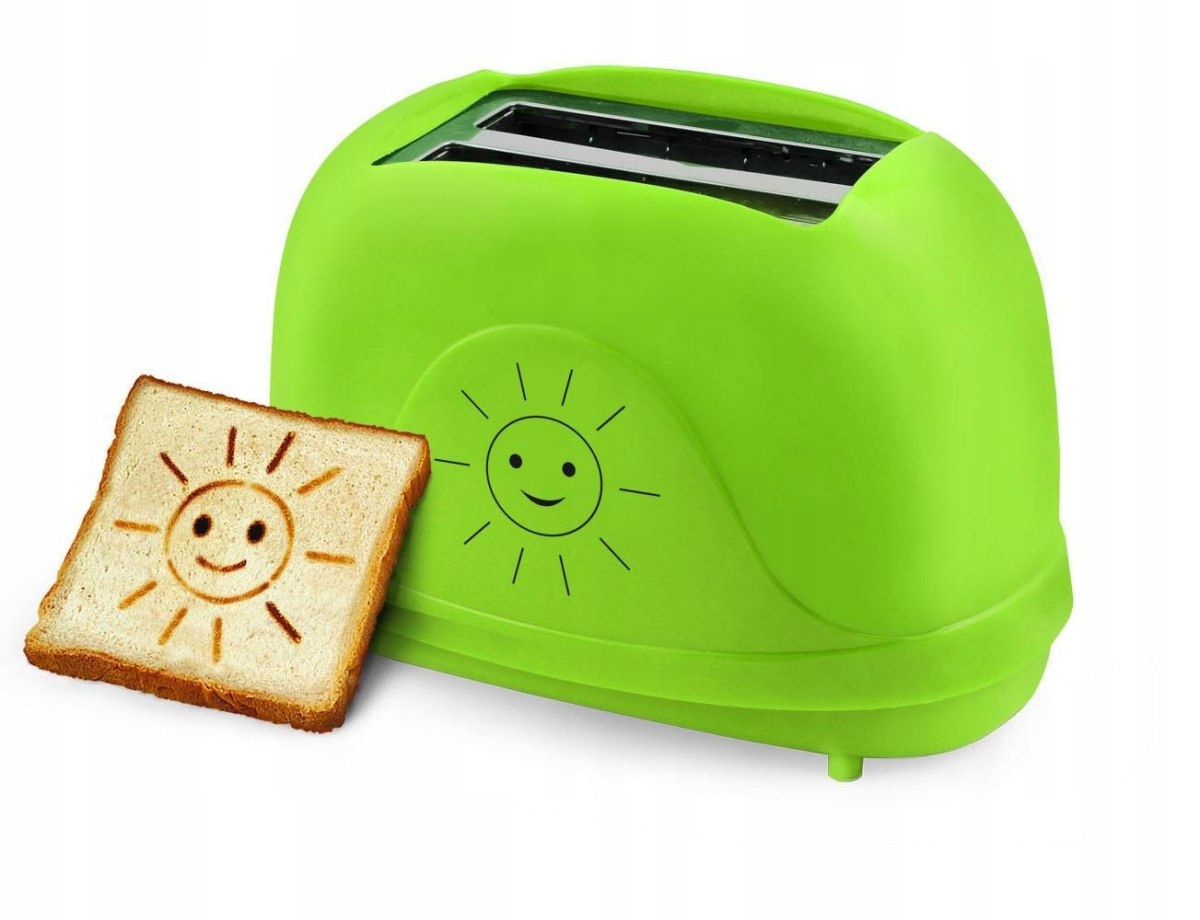 Pohled zepředu na zelený toustovač Esperanza Smiley Green 750 W