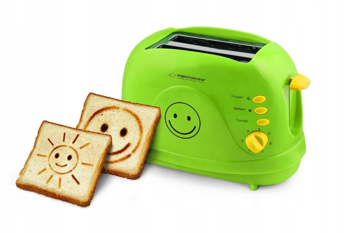 Zelený toustovač Esperanza Smiley Green EKT003 s grafickým motivem